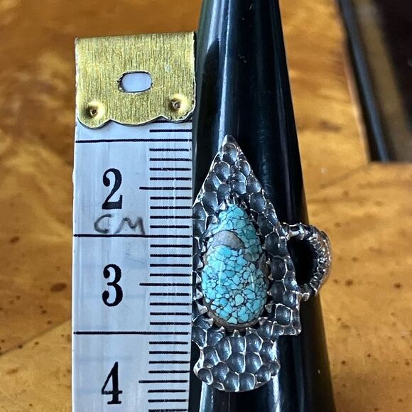 Natural Blue Moon Turquoise Sterling Silver Ring Size 8 - Picture 7 of 9